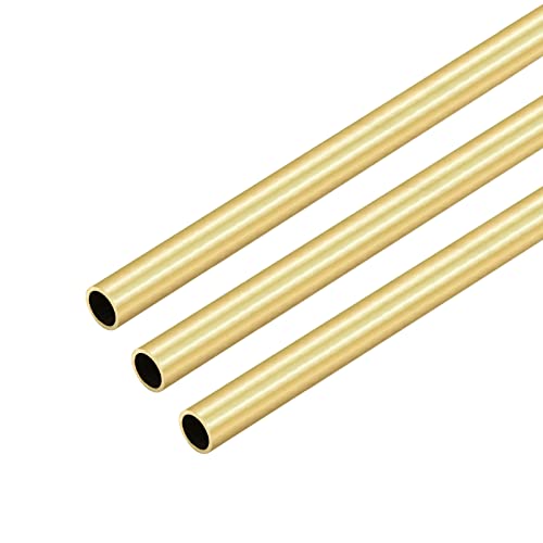Brass Round Tube 0.5mm Wall Thickness 300mm Length Metal Seamless Straight Pipe Tubing 3pcs V99367