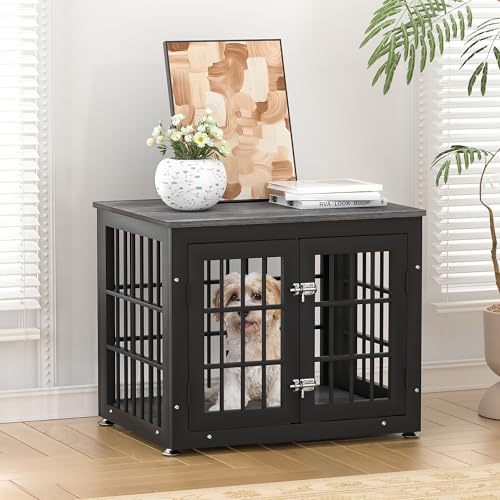 Natural and White Extra Large Wooden Dog Crate Furniture N643