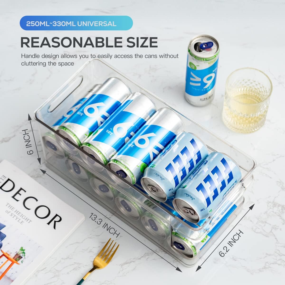 Clear Plastic Soda Can Organizer, Holds 12 Cans D2213