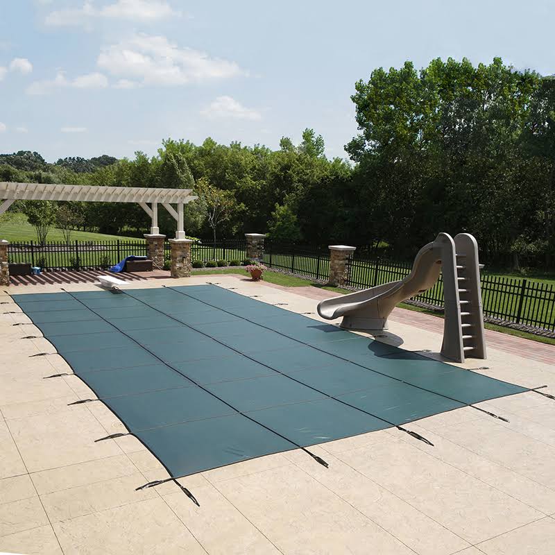 Blue 20-Year Ultra Light Solid Safety Cover for 14-ft x 28-ft Pool w/ Left Step M62104