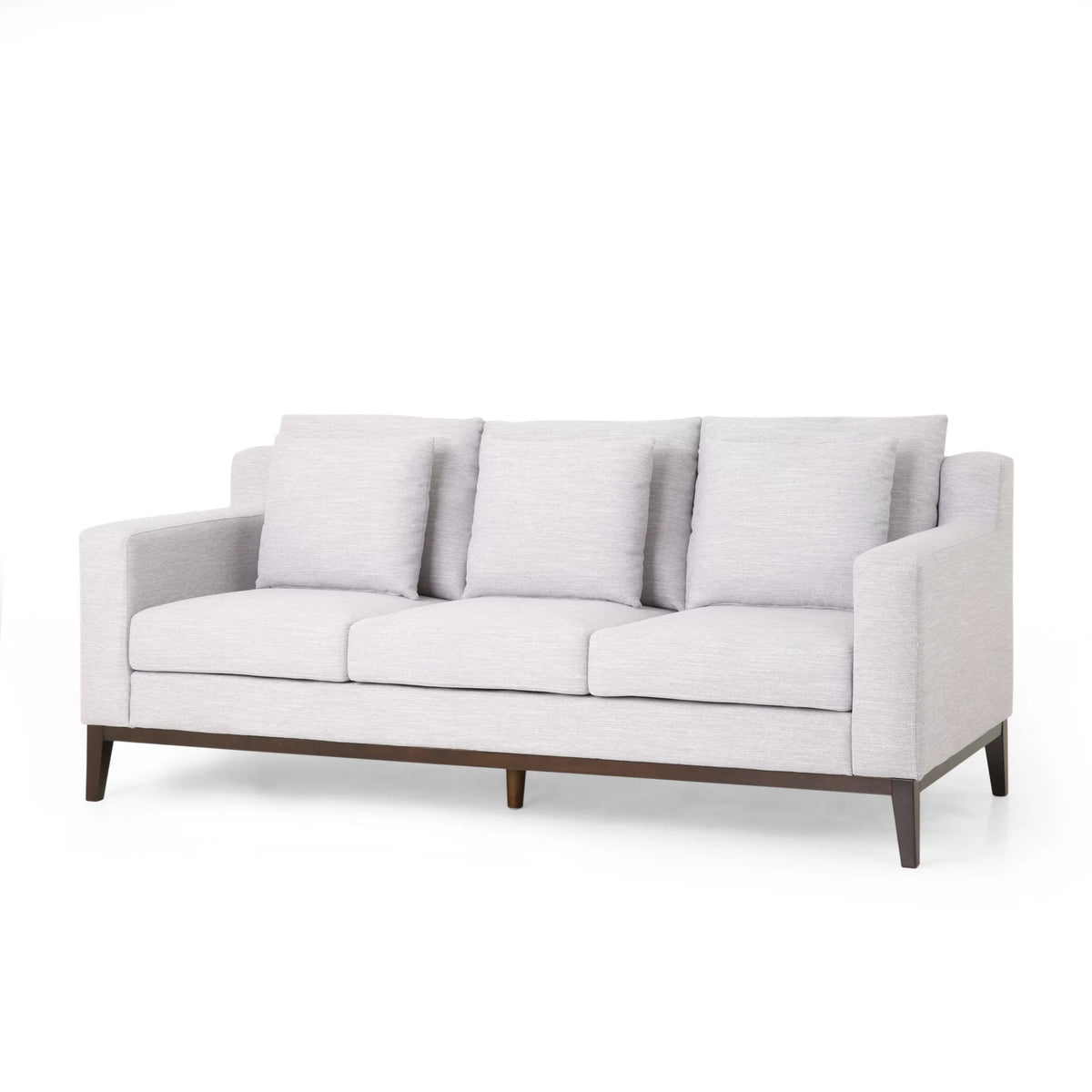 Light Gray Fabric 3 Seater Sofa with Accent Pillows Q469