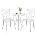 White Bistro Set with Umbrella Hole Cast Aluminum L49383