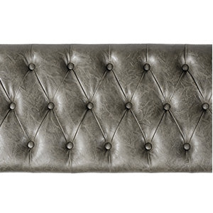 Gray Green Button Tufted Faux Leather Storage Bench B7911
