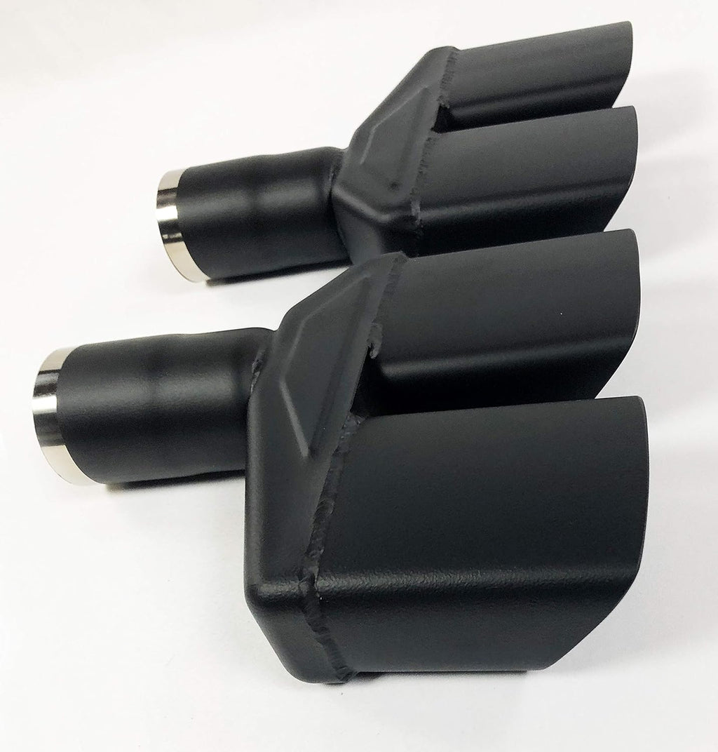 Dual Stainless HT Black Exhaust Tips 2.25 in Inlet 8.25" X 2.00" 10.50 in Long Left/Right E246914