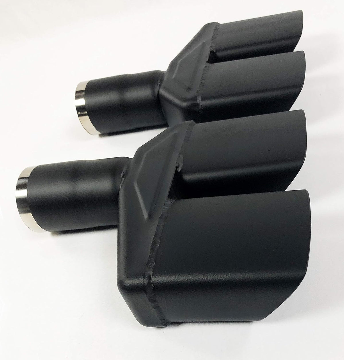 Dual Stainless HT Black Exhaust Tips 2.25 in Inlet 8.25" X 2.00" 10.50 in Long Left/Right E246914