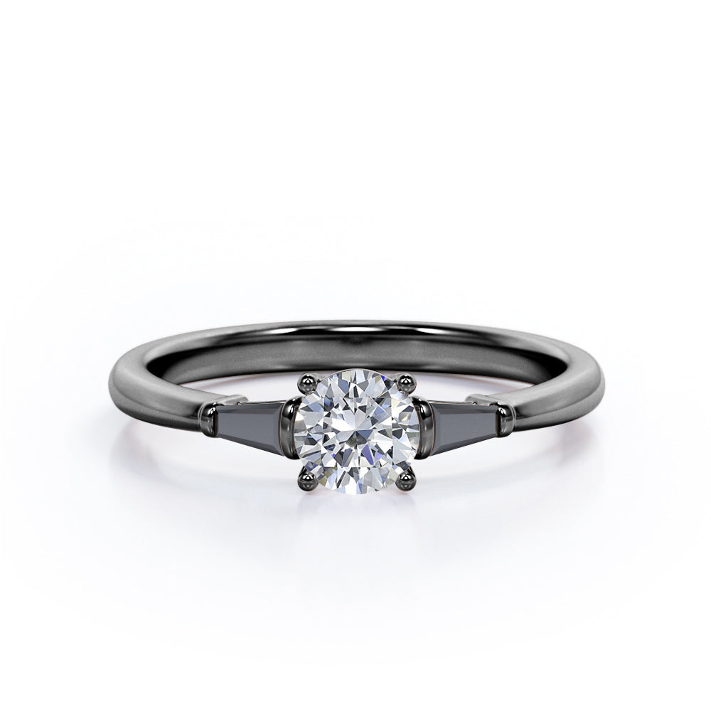 Minimalist Engagement Ring with Lab Created Black Diamond Y653