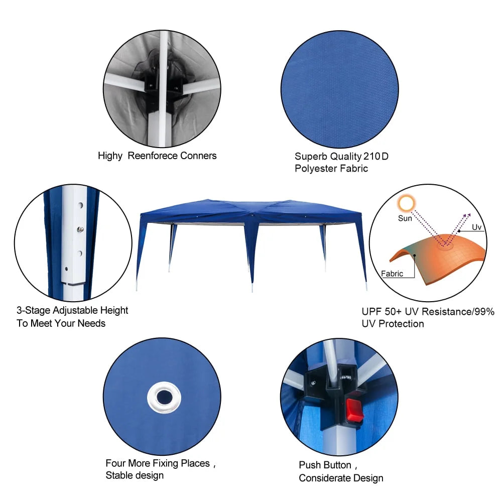 10'x20' Pop Up Canopy Tent with Carry Bag P7934
