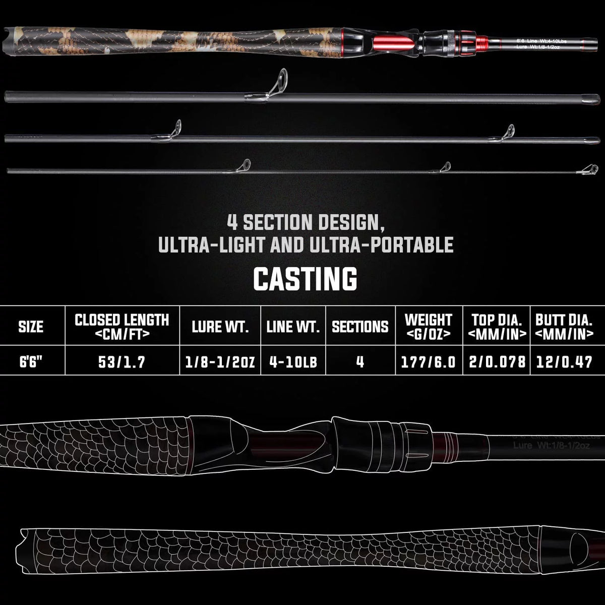 4 Piece Carbon Fiber Fishing Rod Y981561