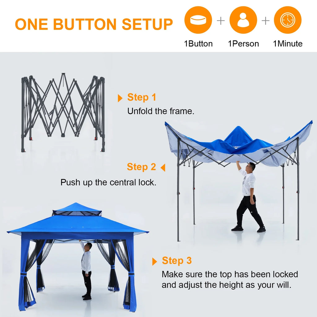 13'x13' Pop up Gazebo Canopy with Mosquito Netting S852683