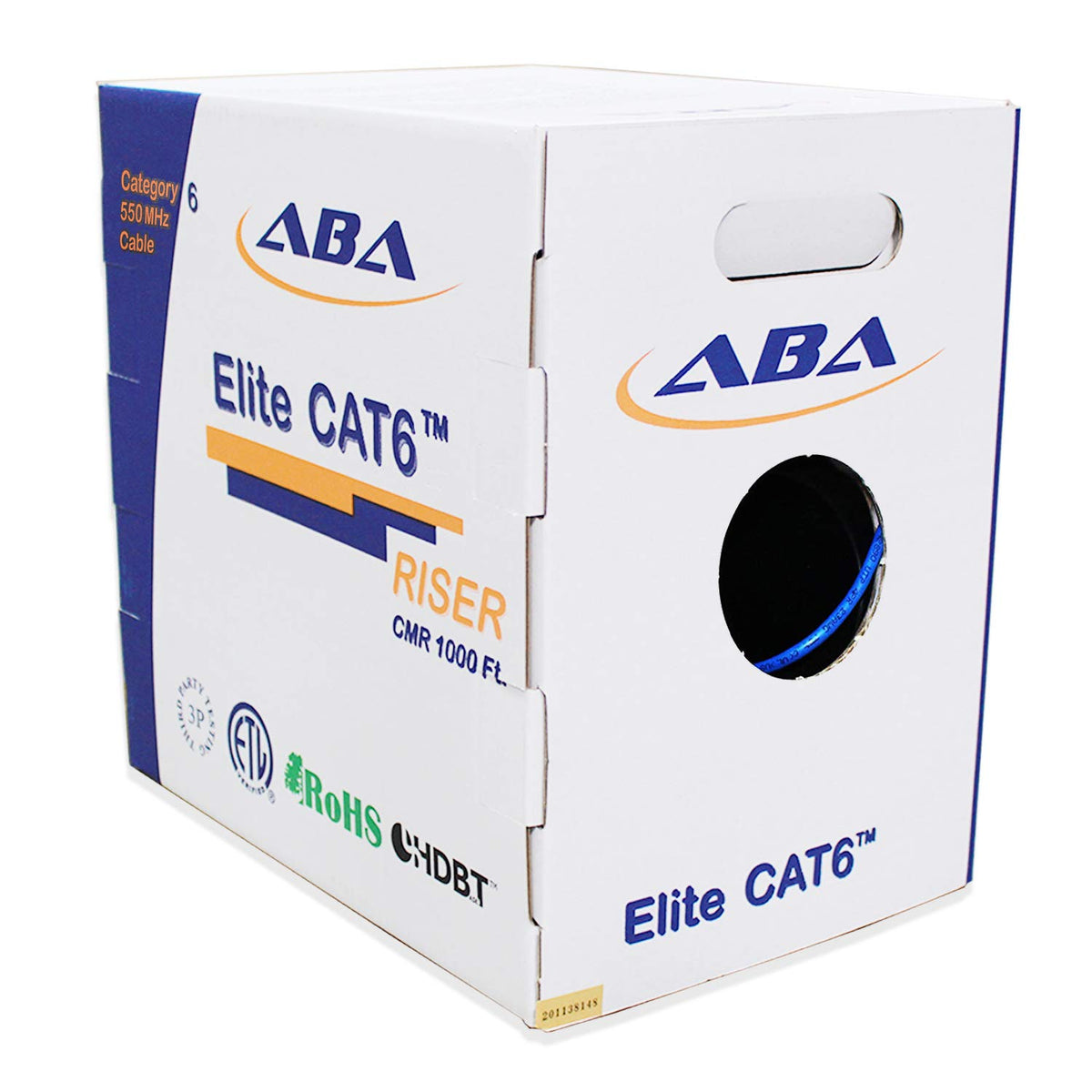 White 1000ft Cat6 Riser UTP 23AWG Bare Copper Ethernet Cable C548