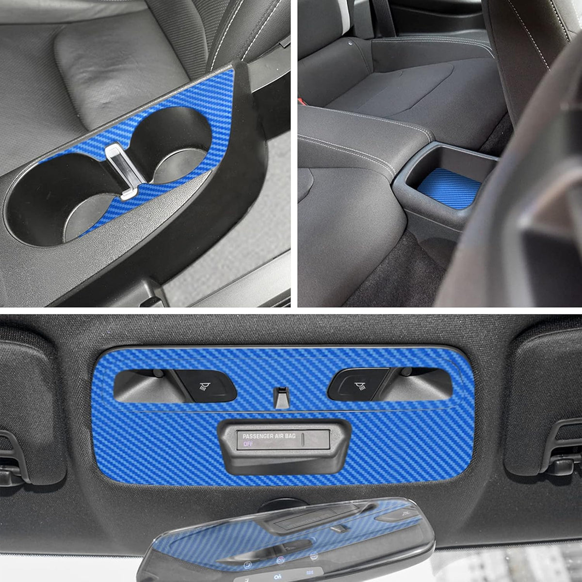 Blue Carbon Fiber Texture Vinyl Wrap Interior Sticker 28PCS H1476