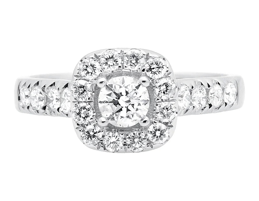14K White Gold Cushion Halo Diamond Engagement Ring 1.0ct T63910