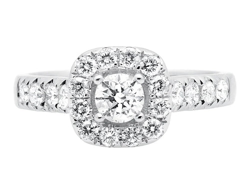 14K White Gold Cushion Halo Diamond Engagement Ring 1.0ct T63910