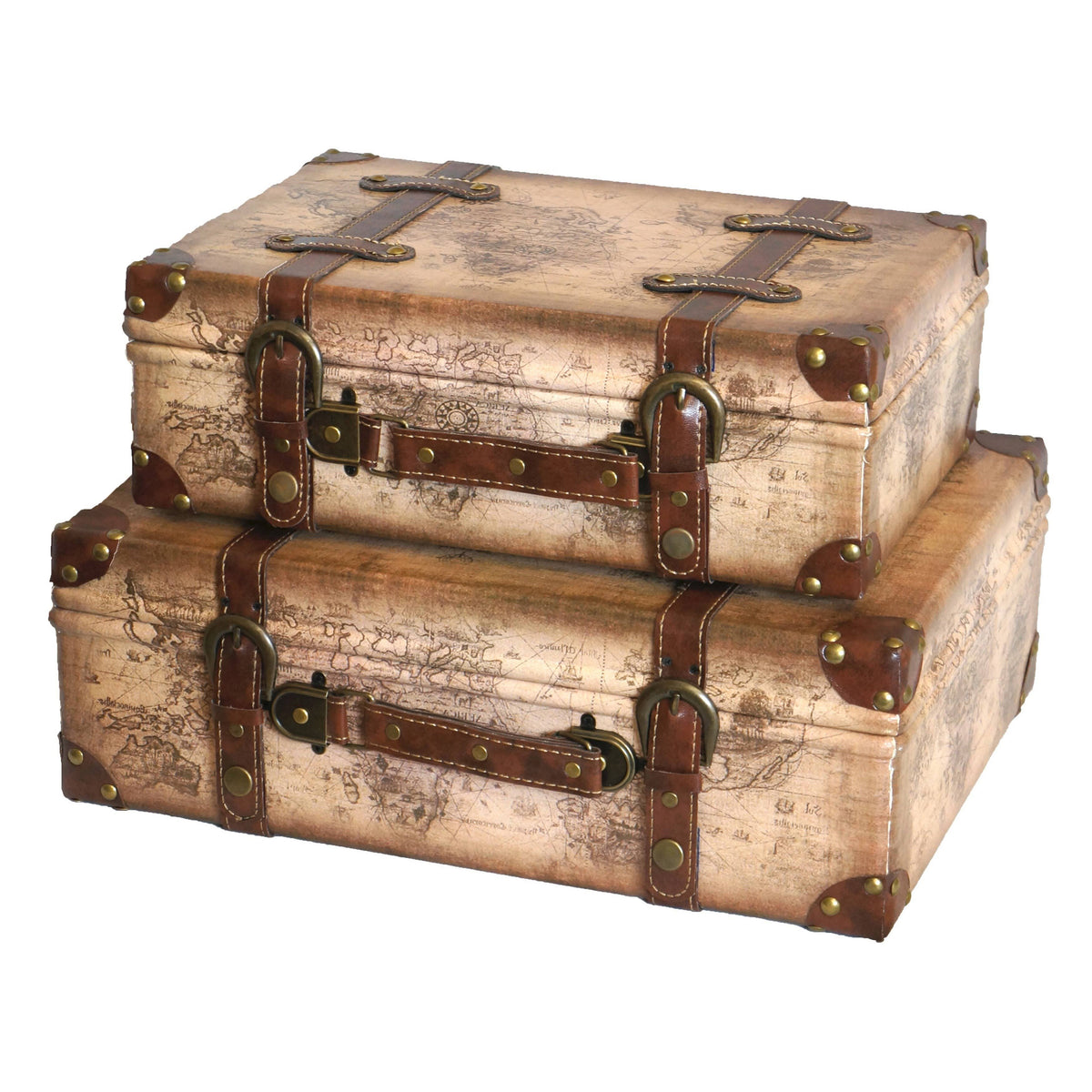 Leather Suitcase with Straps (Set of 2) P243074
