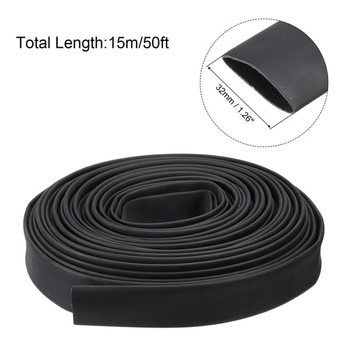 1-1/4" Dia 50ft 4:1 Dual Wall Adhesive Lined Heat Shrink Tubing Black K166011