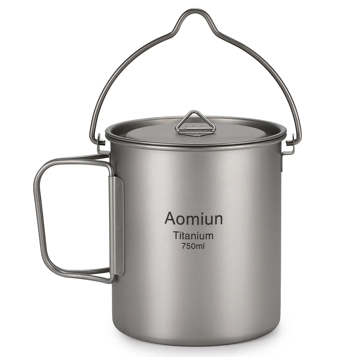 750ml Titanium Pot with Lid and Foldable Handle U8206