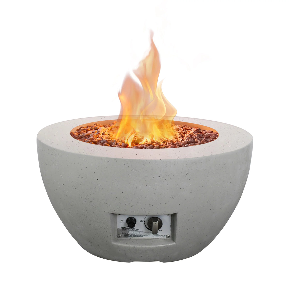 25 Inch Wide Round Concrete and Metal Propane Gas Fire Pit Table F71447