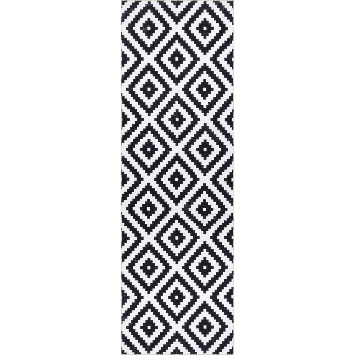 Black Machine Washable Runner Rug B9043