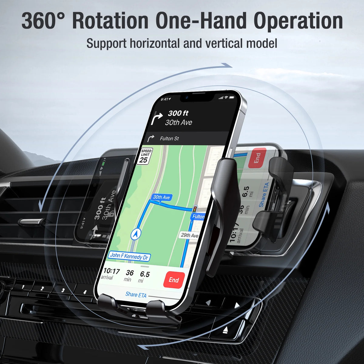 Wireless Car Charger Mount, 15W Auto Clamping Car Phone Charging Air Vent Holder with QC 3.0 Car Charger S7679
