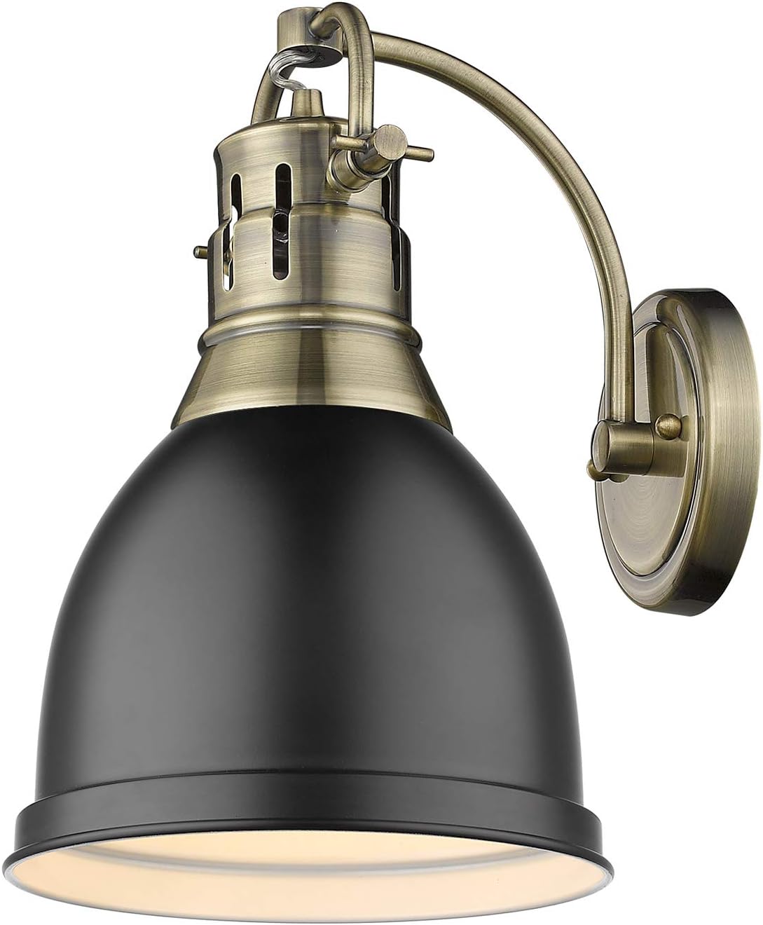 Aged Brass Sconce with Matte Black Shade B60813