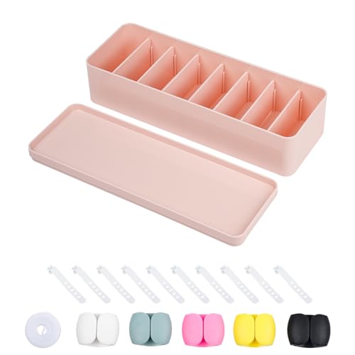 2 Pack Clear Plastic Cord Organizer Box with Lid J218