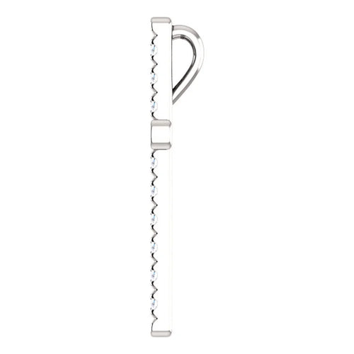 14k White Gold Diamond Cross Pendant Necklace S298130