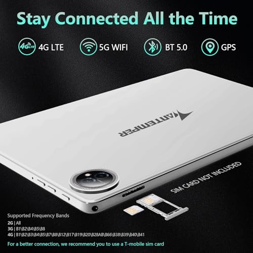 Android 14 Tablet 10 Inch, 4G Cellular, Octa-Core, 128GB Storage + 14(8+6)GB RAM, 1TB Expandable, 5G WiFi, 8000mAh Battery, Bluetooth 5.0, 13MP+8MP Camera, with Keyboard/Case, Silver Y132