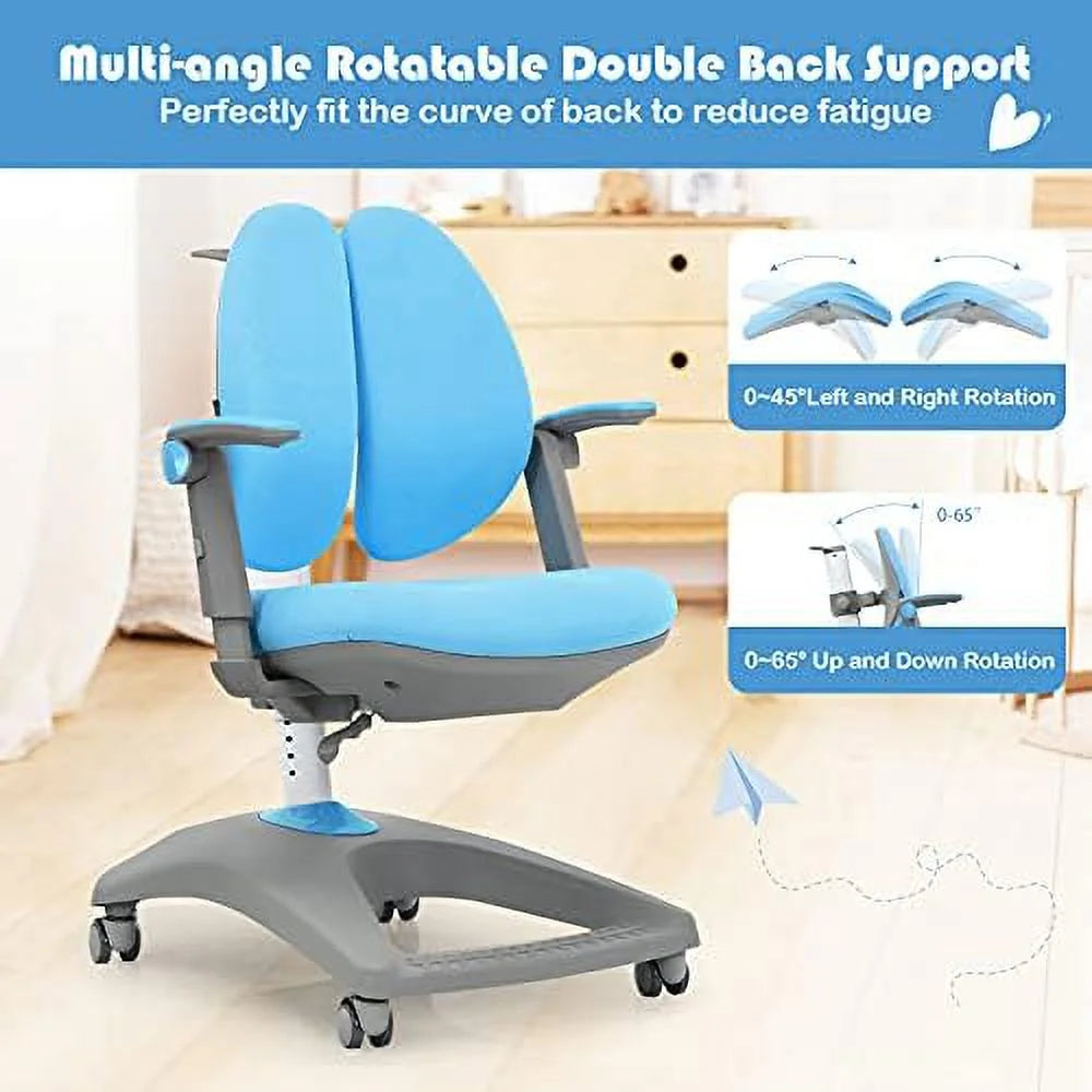 Adjustable Height Ergonomic Computer Chair with Casters and Footrest (Blue) B921
