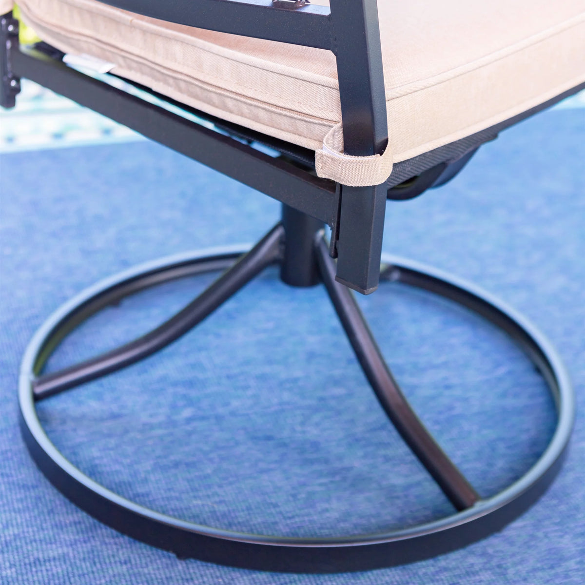 Set of 2 Metal Swivel Outdoor Dining Chairs with Beige Cushion A95780