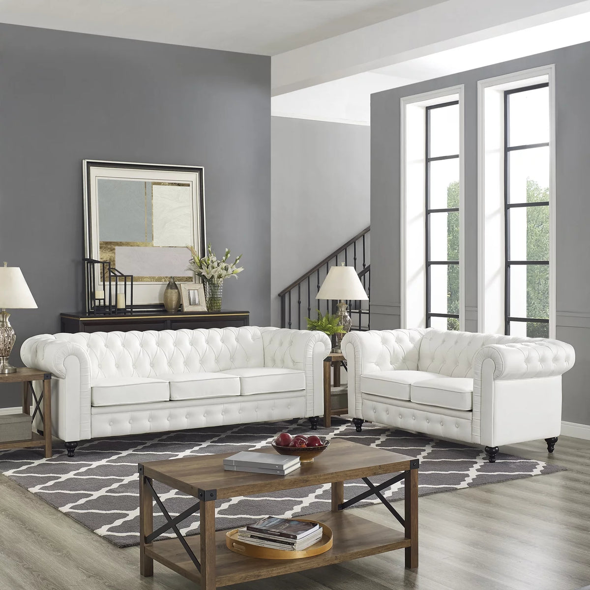 White Tufted Sofa X1876