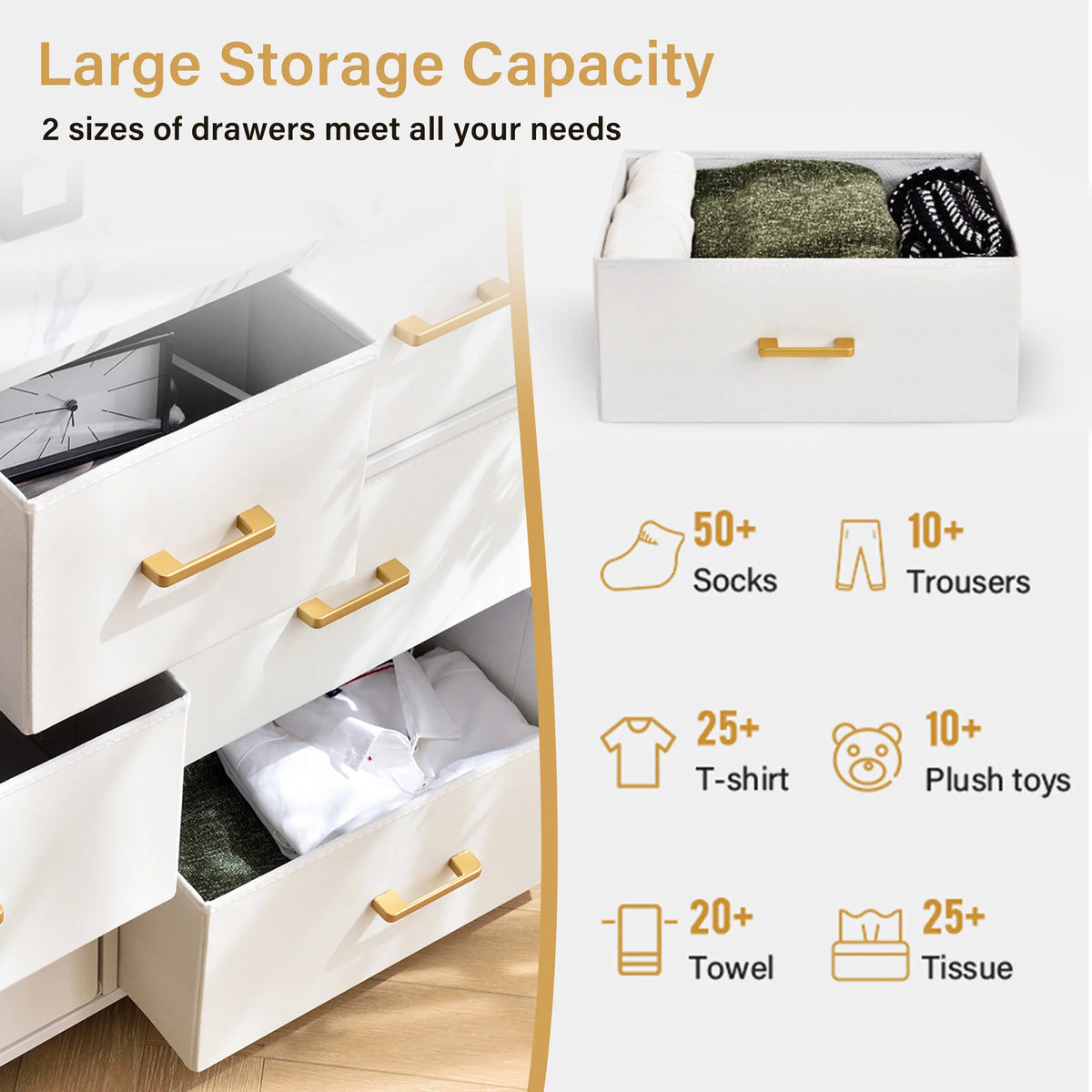 6 Drawer Fabric Dresser P2262