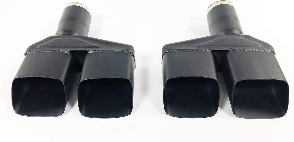 Dual Stainless HT Black Exhaust Tips 2.25 in Inlet 8.25" X 2.00" 10.50 in Long Left/Right E246914
