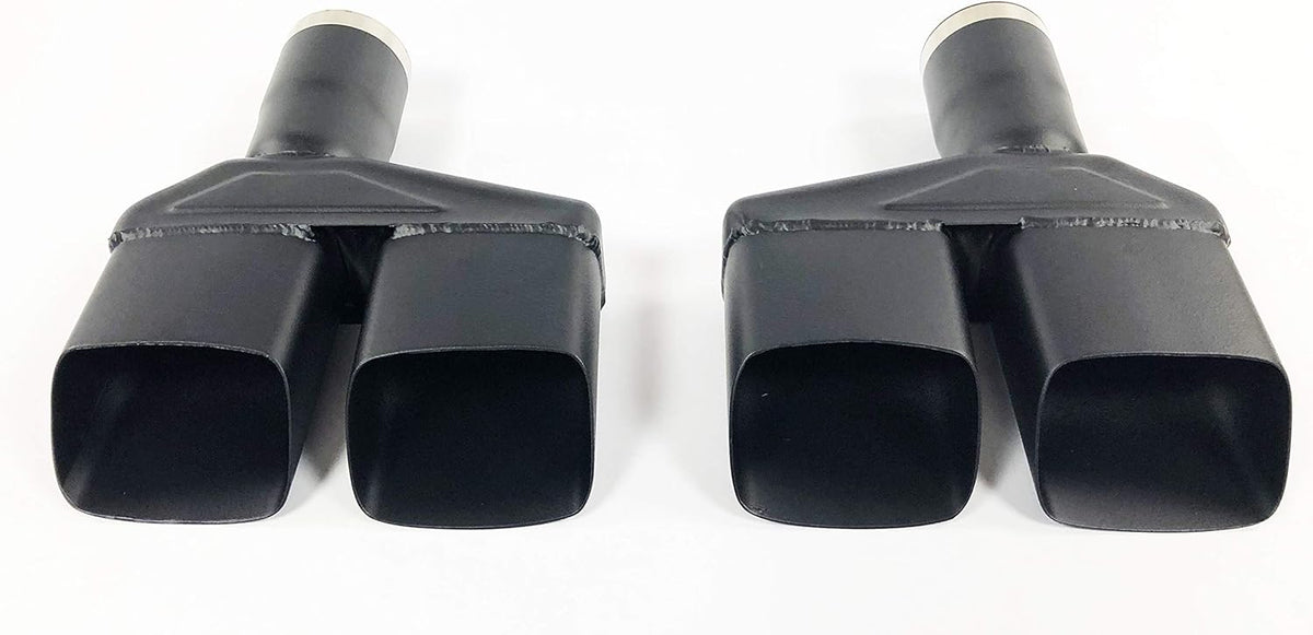 Dual Stainless HT Black Exhaust Tips 2.25 in Inlet 8.25" X 2.00" 10.50 in Long Left/Right E246914