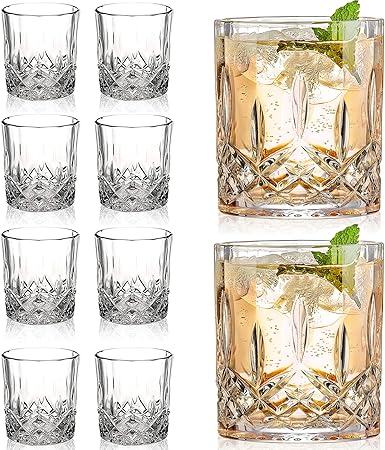 Crystal Whiskey Glasses Set of 8, 11 oz Clear Old Fashioned Glasses B92743