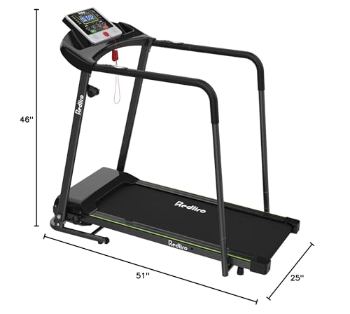 Foldable Walking Treadmill with Long Handrail, LCD Display, 300 lbs Capacity J538810