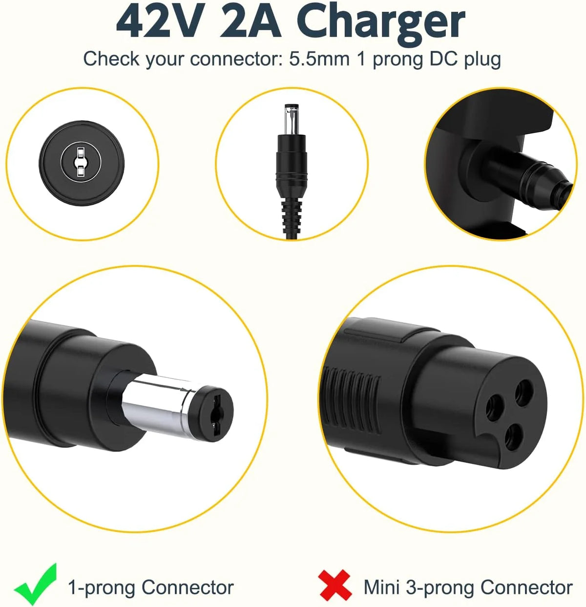 42V Charger for Swagtron Swagcycle EB Series Electric Bike H470