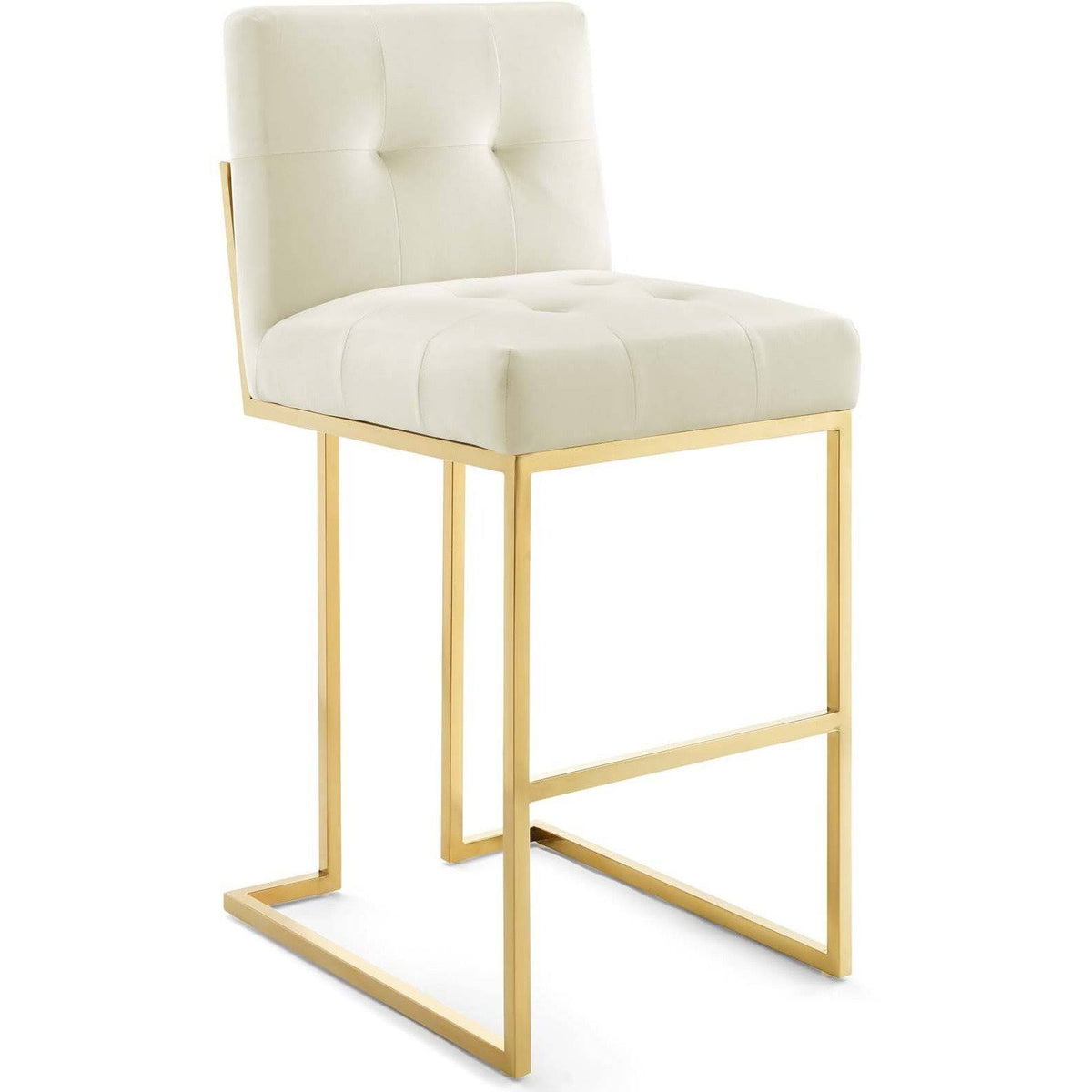 Gold Stainless Steel Performance Velvet Bar Stool Set of 2 C11631