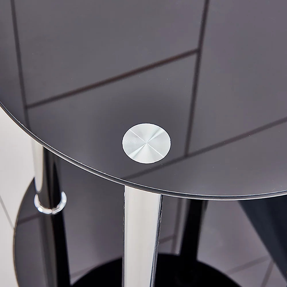2-Tier Glass Top Chrome Finish Round End Table P15741