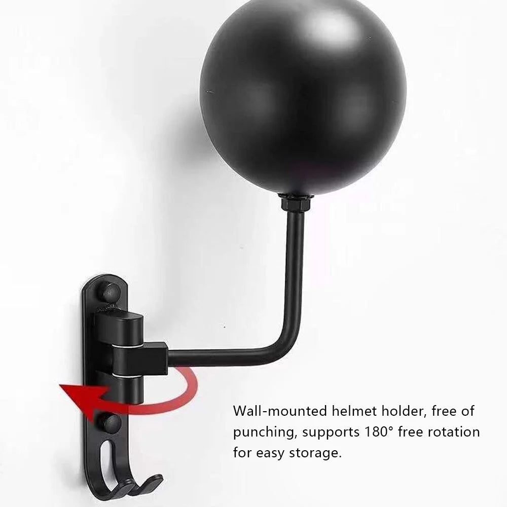 180° Rotation Metal Helmet Rack Wall Mounted with 2 Hooks Q860819