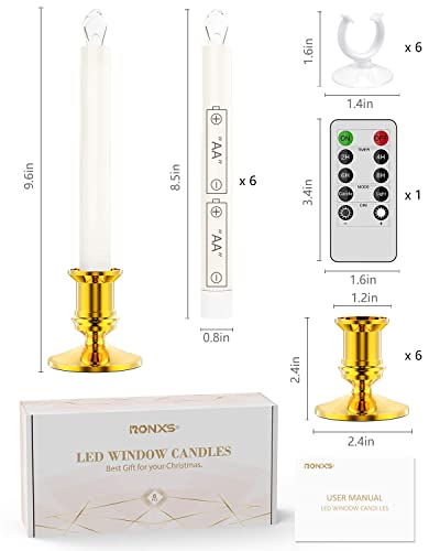 Gold Flameless LED Taper Candles with Remote Controls F23613