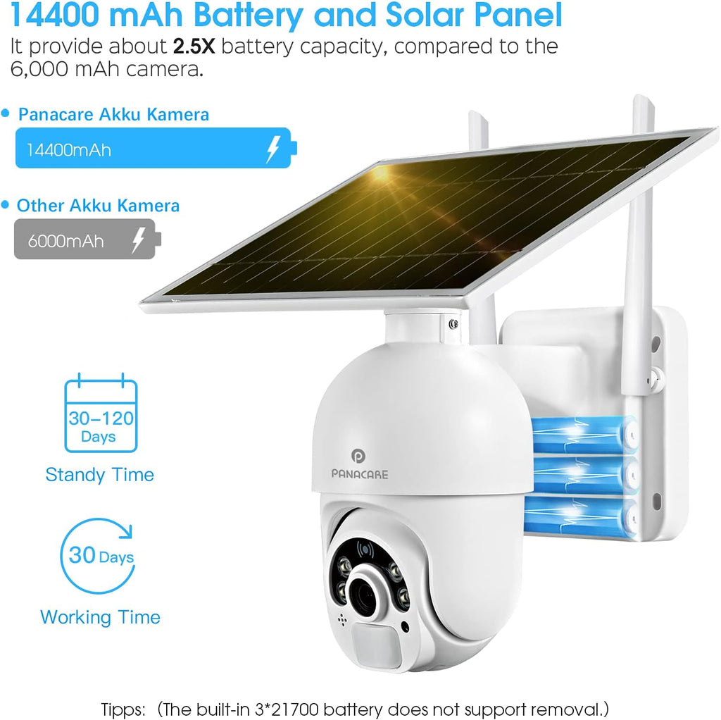 Solar Outdoor Camera 1080P 14400mAh Wireless Battery Camera I596