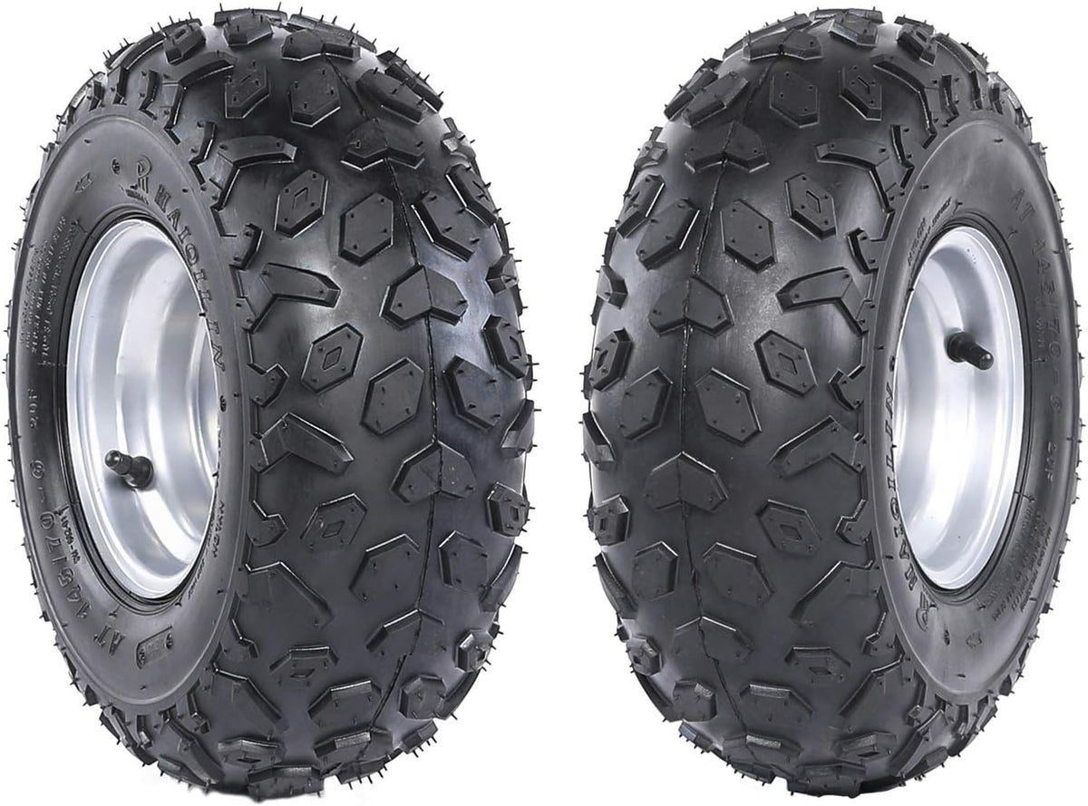4PCS 145/70-6 Tubeless Wheel Tires with 6'' Rims for ATV Go Kart UTV Quad Bike W43431