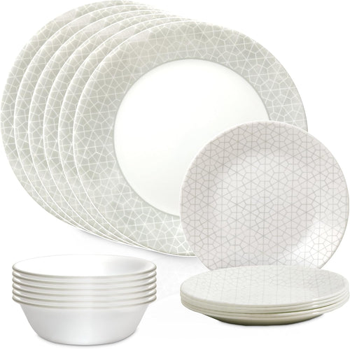 18 Piece Glass Dinnerware Set, Service for 6, 28 oz Soup Bowls Set of 6 Z7575