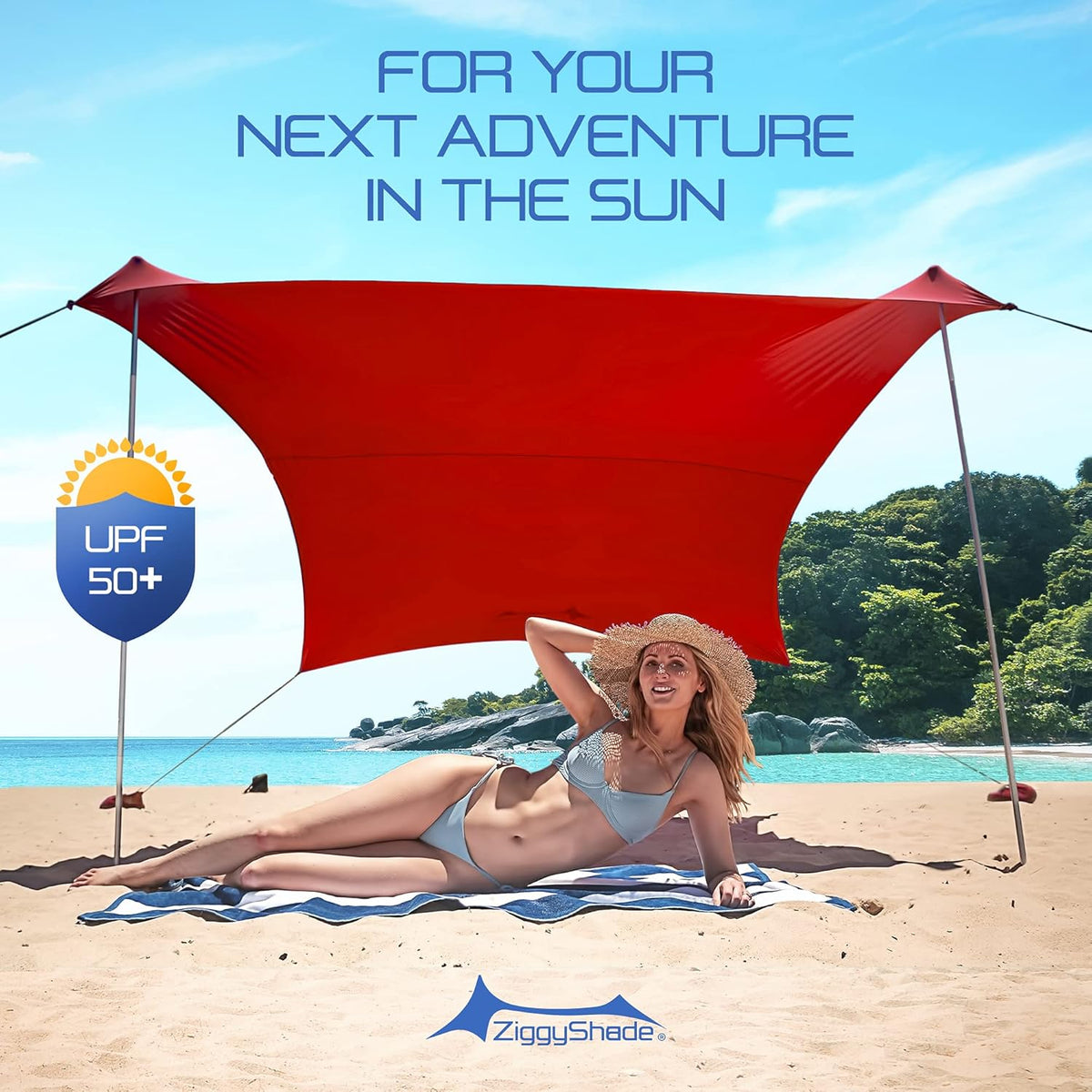 Lightweight UPF50+ Lycra Sun Shade Tent with Sandbag Anchors L12845
