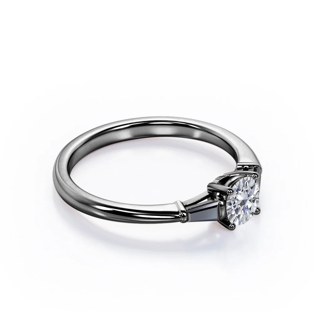 Minimalist Engagement Ring with Lab Created Black Diamond Y653