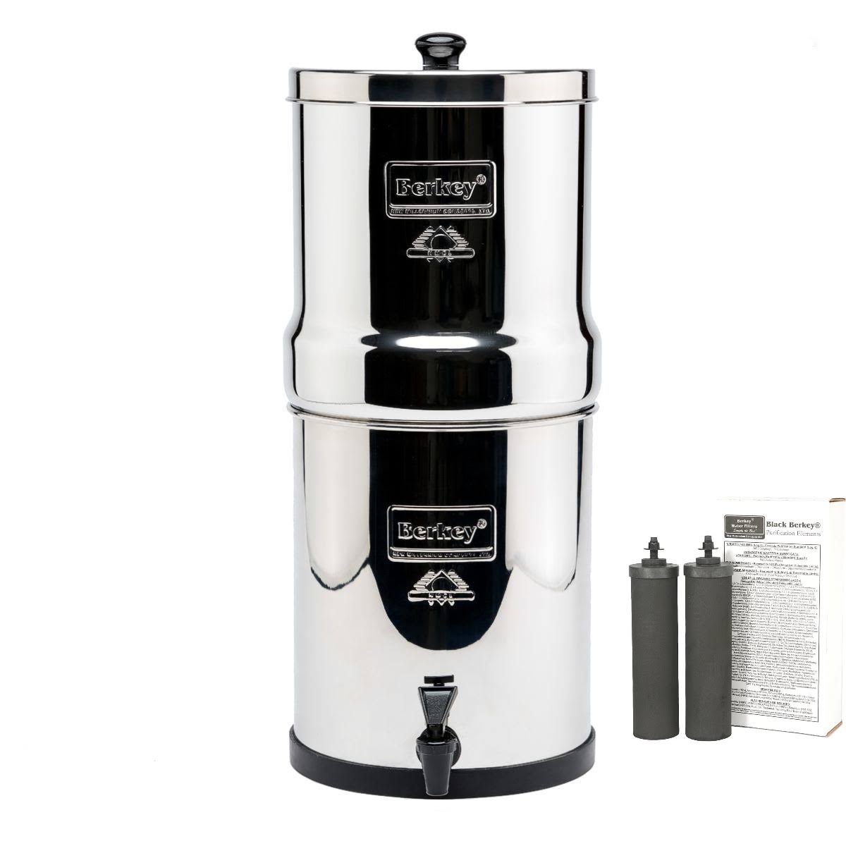 Stainless Steel Water Filtration System with 2 Black Filter Elements E8261