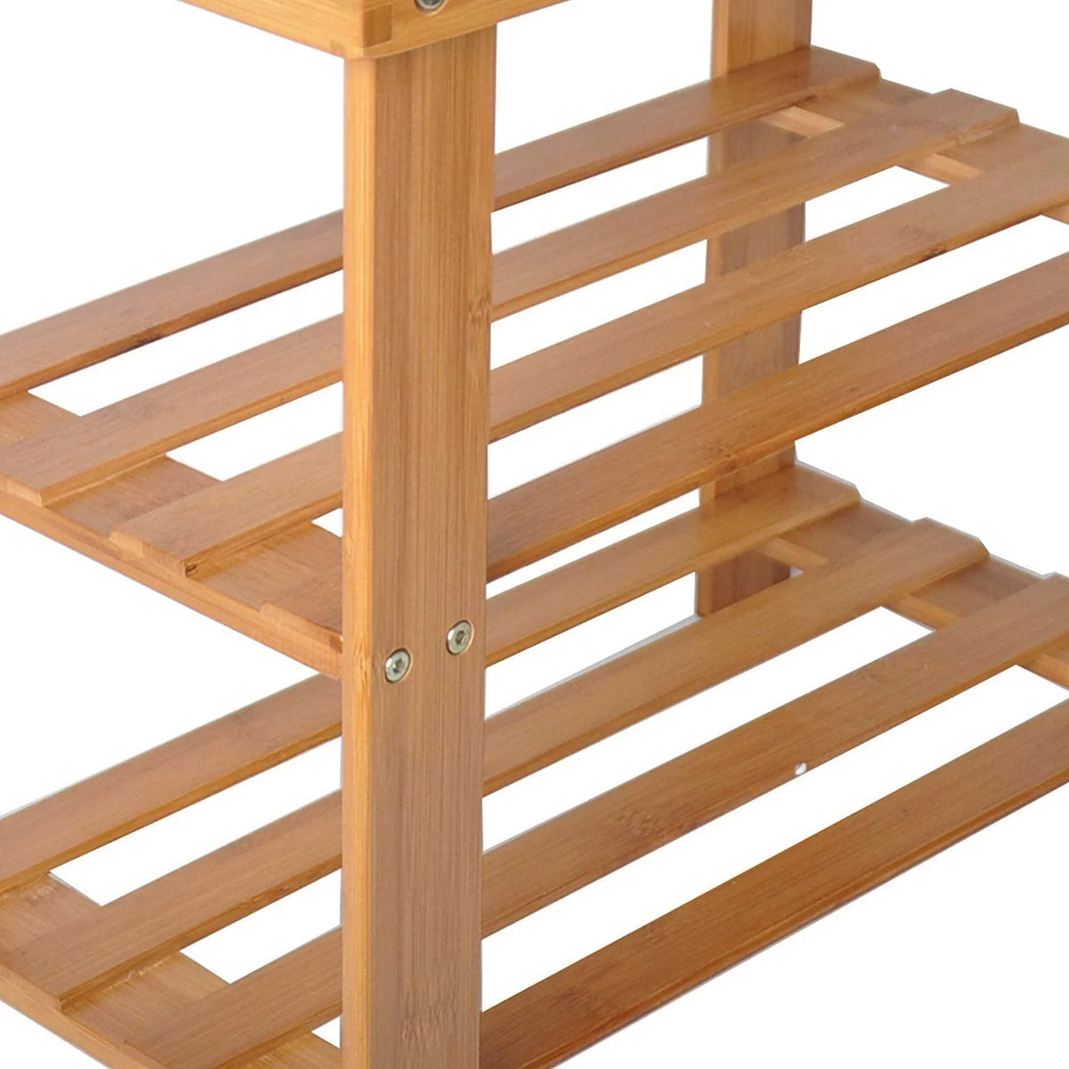 Brown 2-Tier Bamboo Shoe Bench W9122