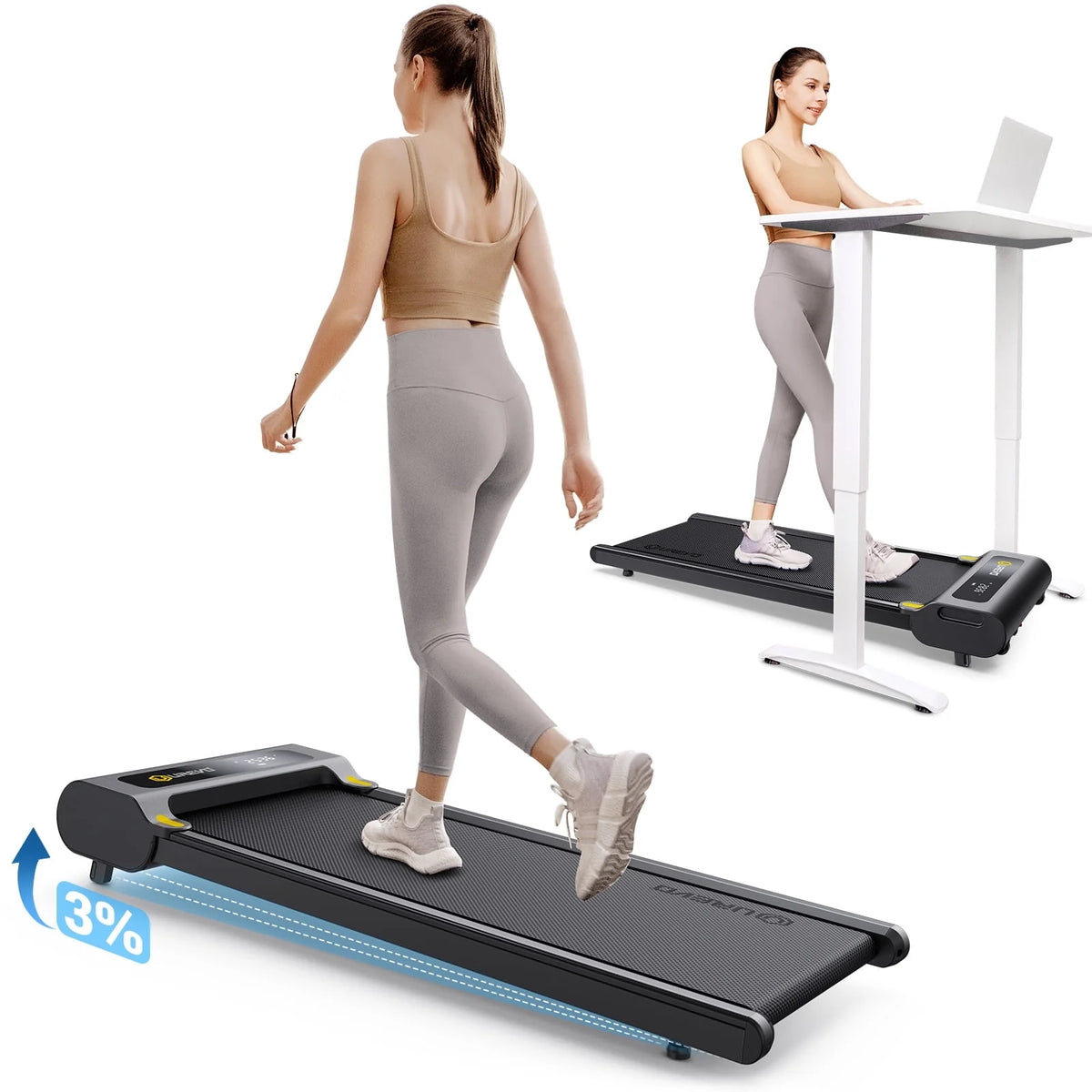 2 in 1 Under Desk Treadmill with Remote Control Q786
