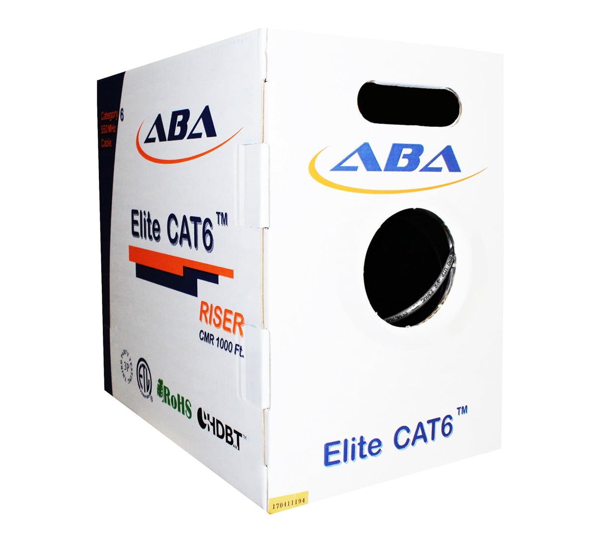 White 1000ft Cat6 Riser UTP 23AWG Bare Copper Ethernet Cable C548
