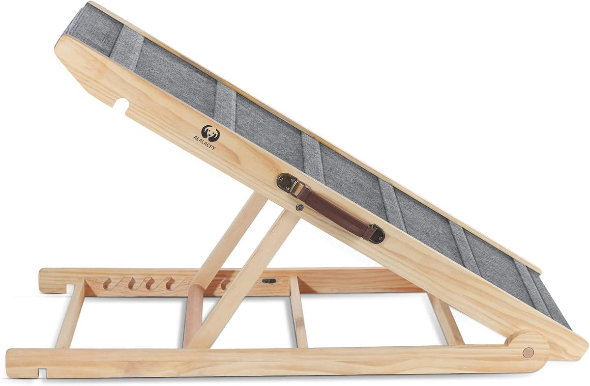 Folding Wooden Dog Ramp, 42" Long, Adjustable 14" to 26", 200lbs C34430